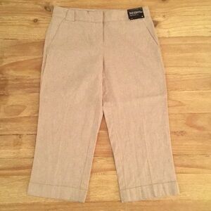 NY & Co Pant Linen 5th Ave Crop Straight Pinstripe